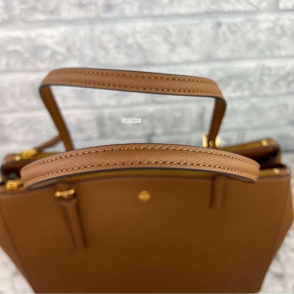 Tory Burch Emerson Large Double Zip Tote & Emerson Slim Wallet In Moose Brown - Picture 5 of 16